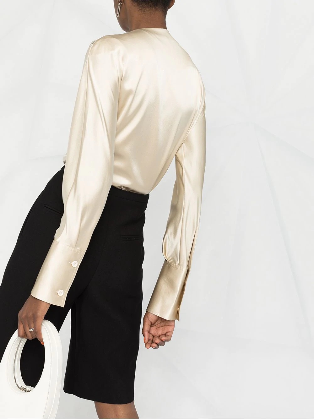 mock-neck satin blouse  - 3