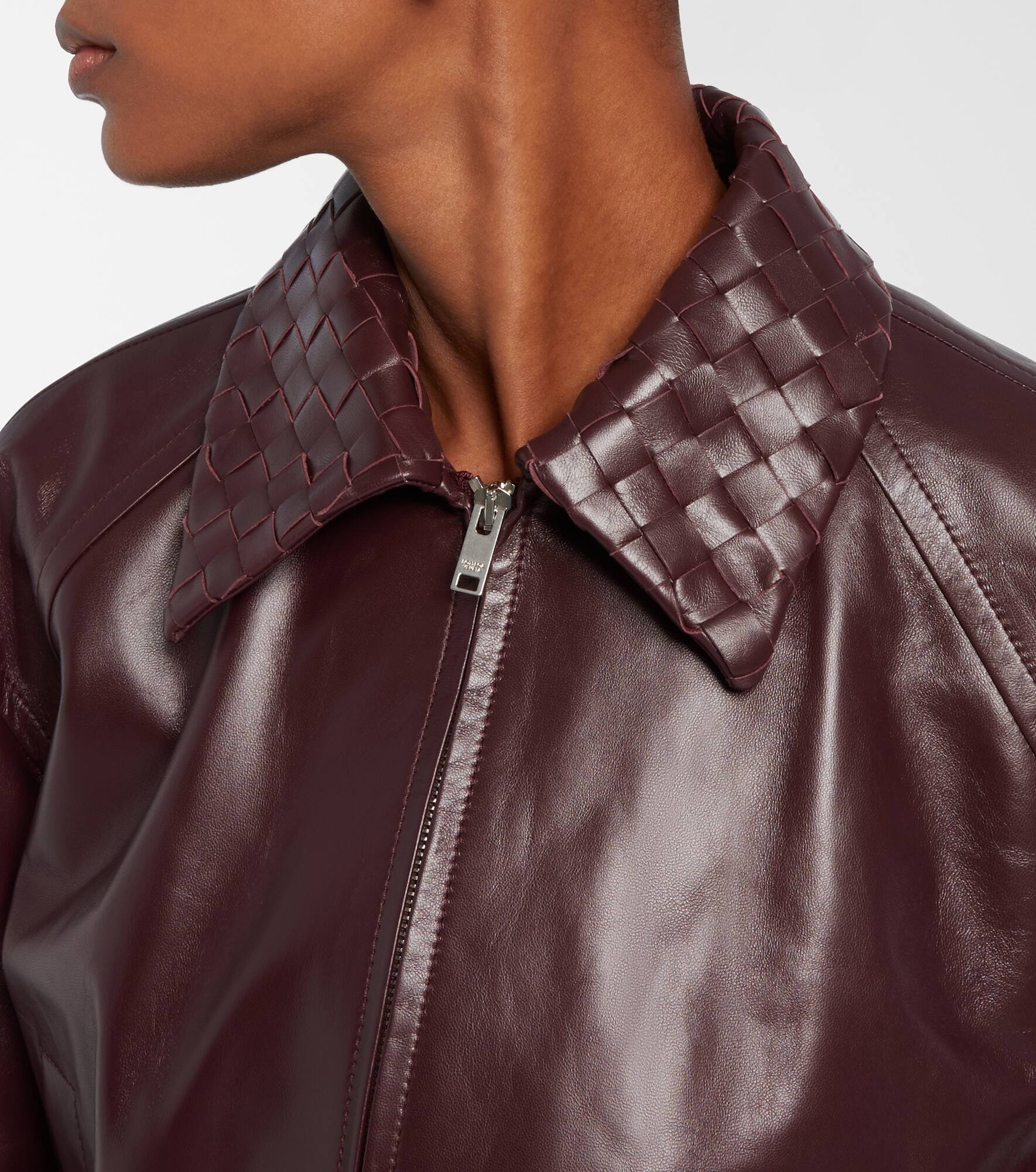 Intrecciato leather blouson jacket - 4