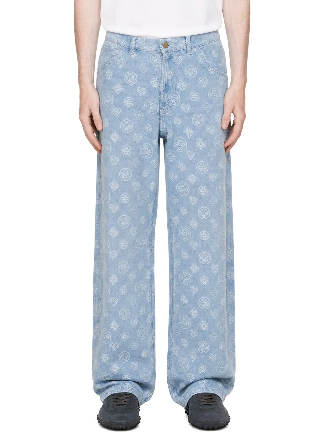 Blue Relaxed-Fit Monogram Jeans - 1