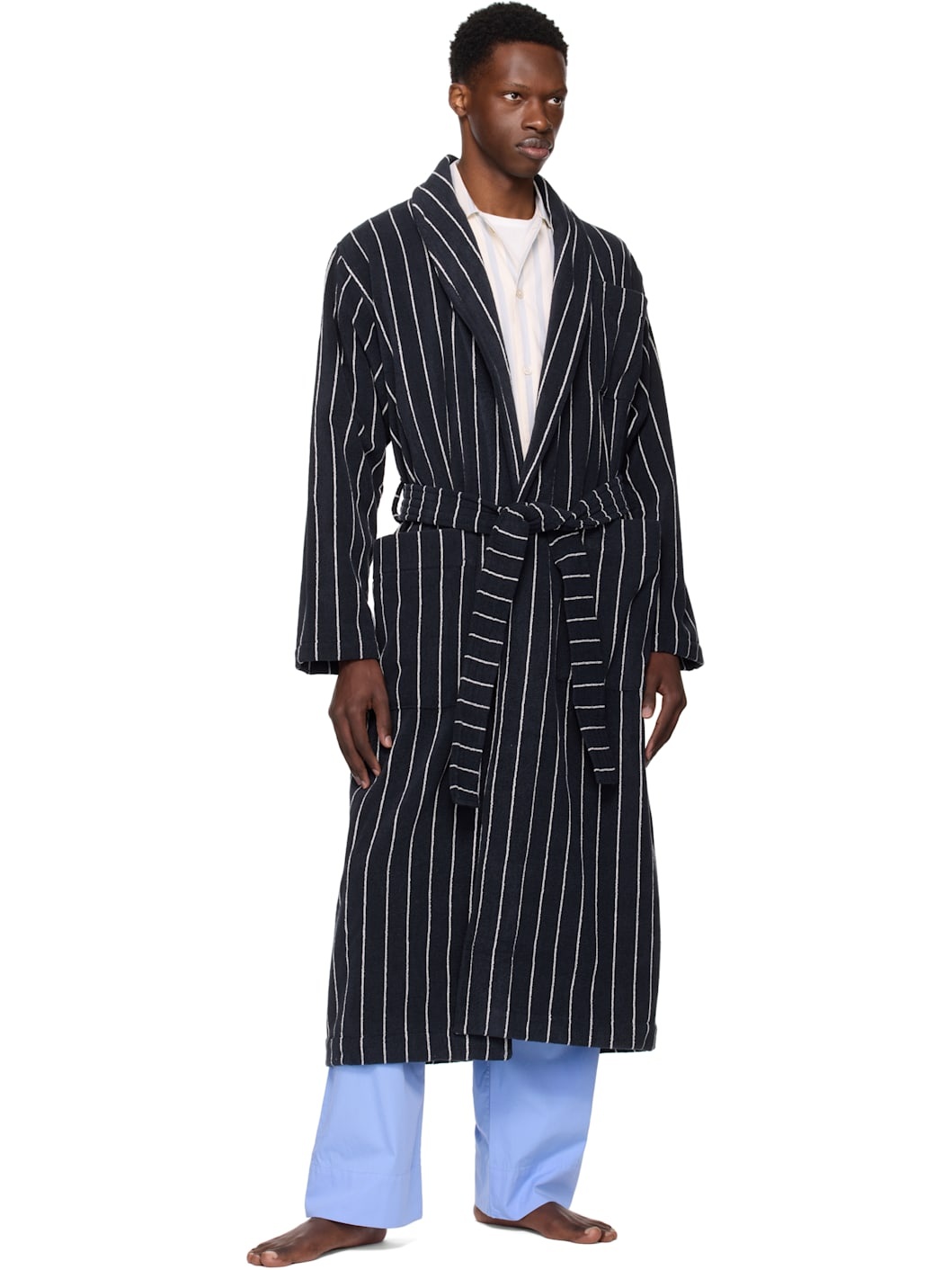 Navy Terry Classic Bathrobe - 4