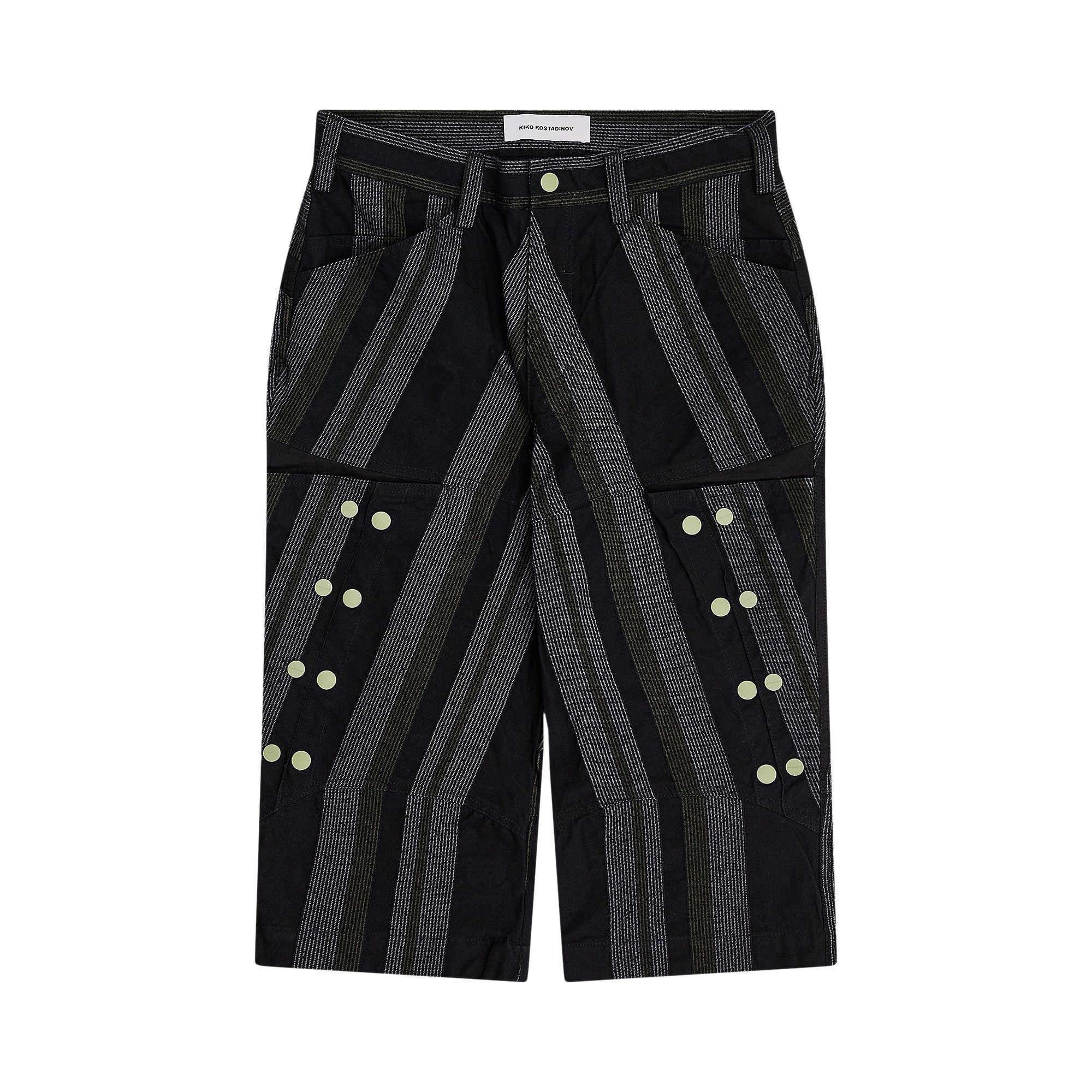 Kiko Kostadinov Inex Snap Shorts 'Black/Grey/Green' - 1