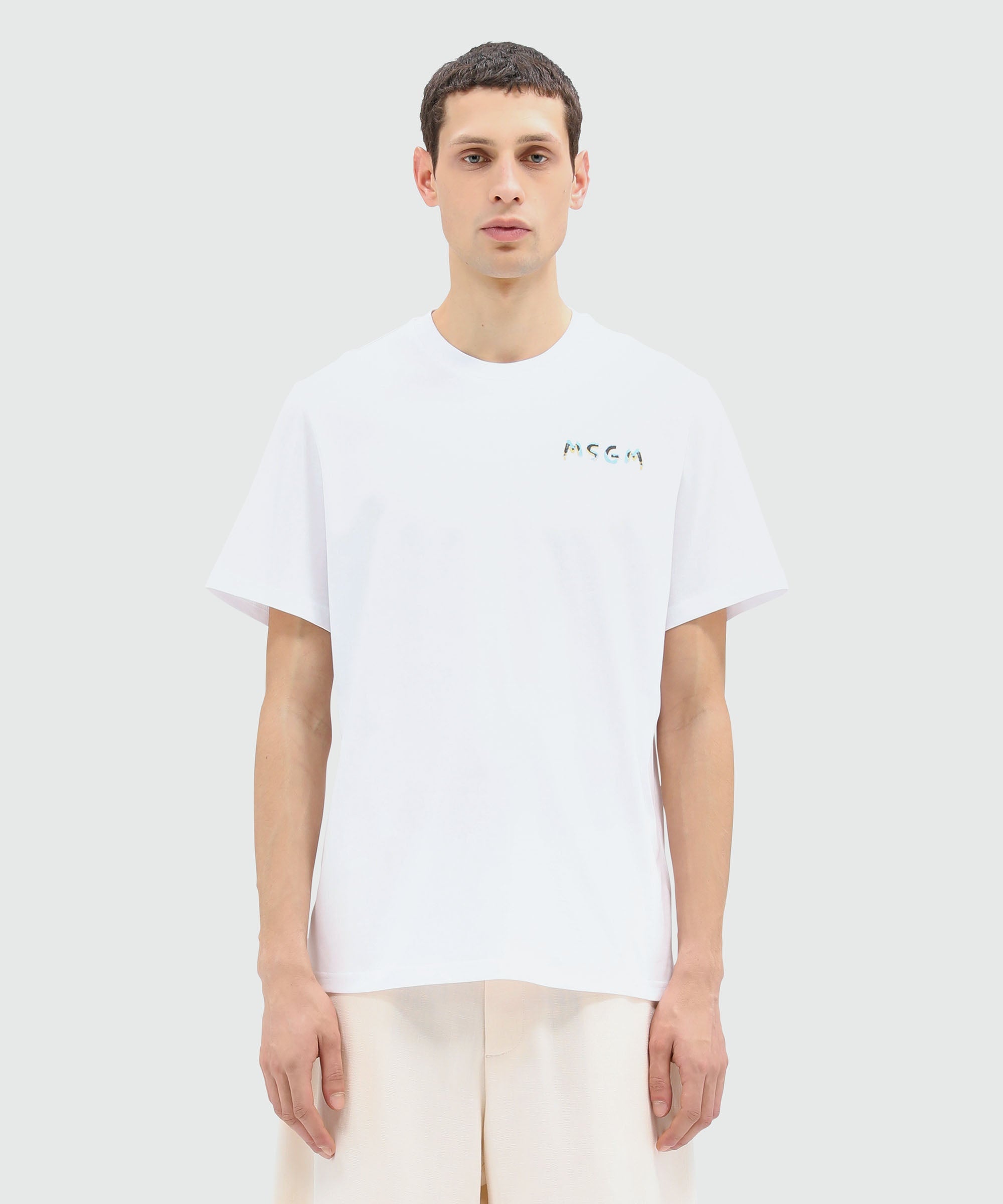 White jersey T-Shirt with crayon logo - 2