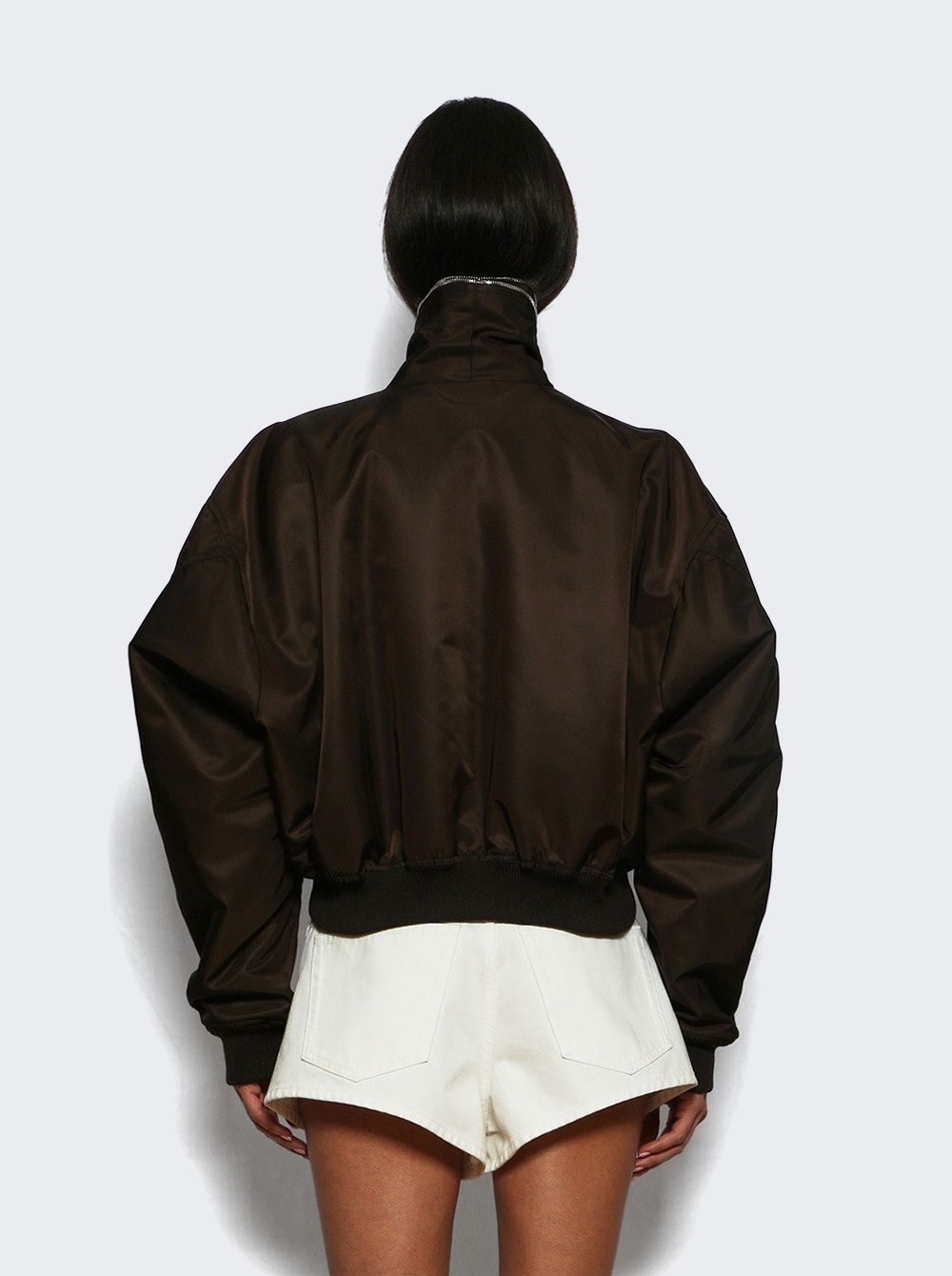 Zipped Shawl Collar Bomber Brown - 4