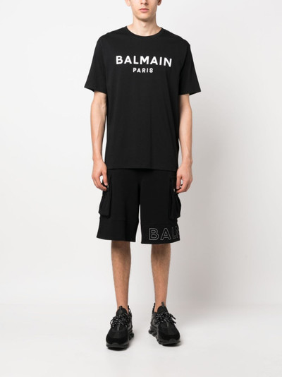 Balmain logo-print cotton cargo shorts outlook