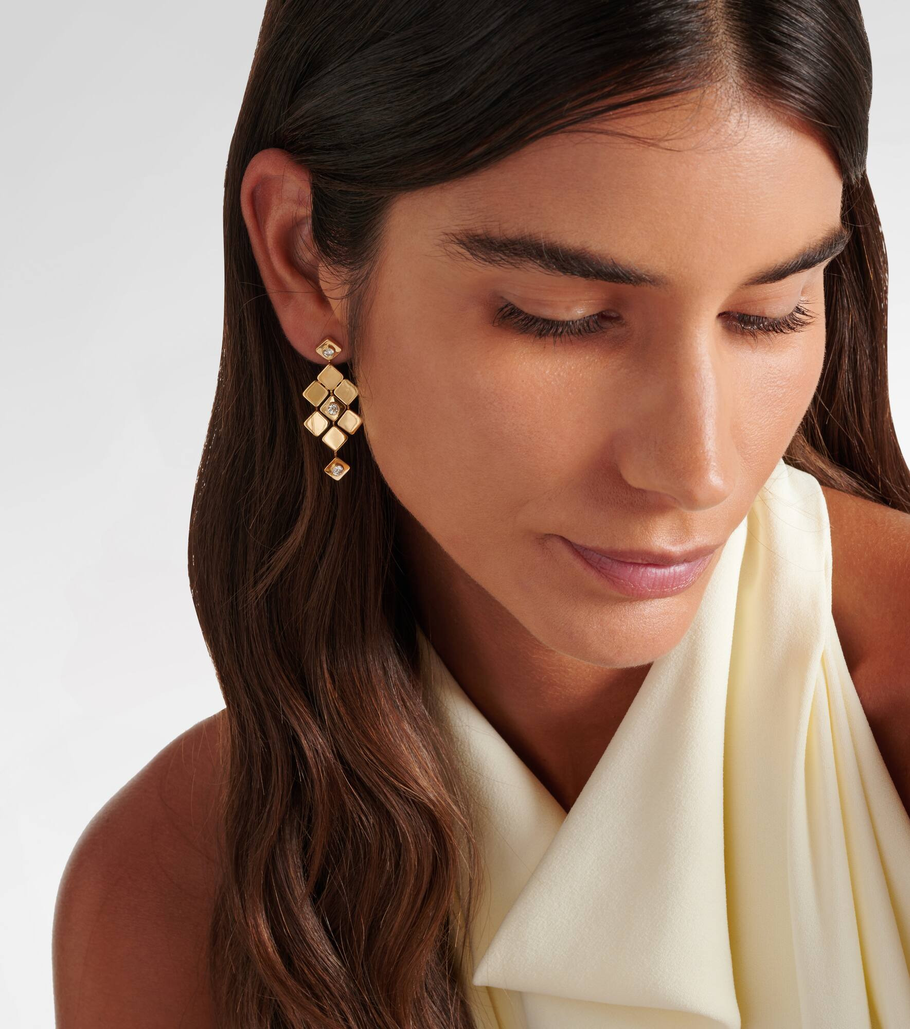Tile Temple 18kt gold drop earrings with diamonds - 2