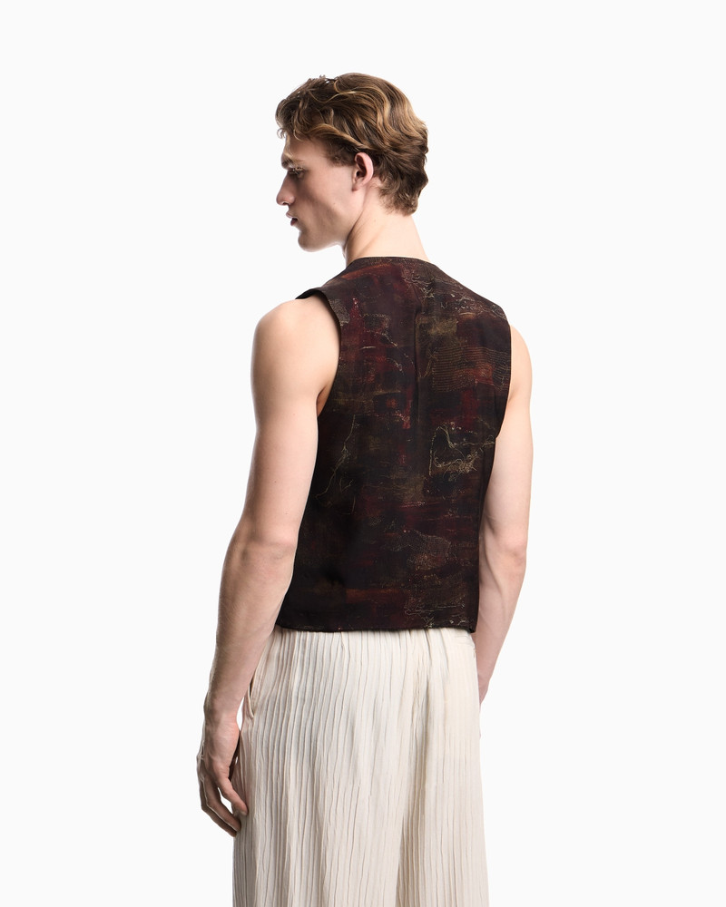 CUPRO TWILL WAISTCOAT WITH ALL-OVER PRINT 3
