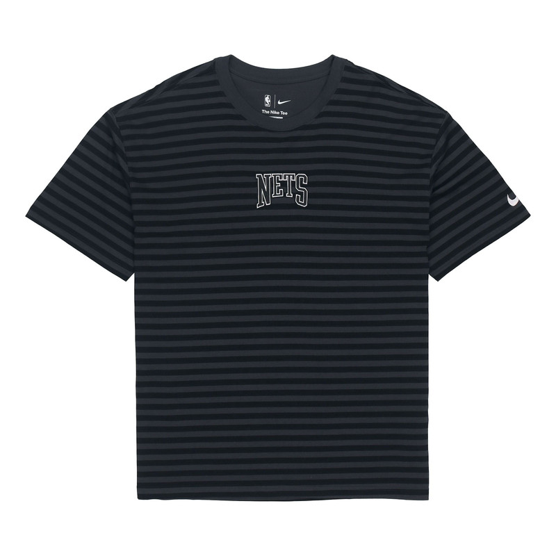 Men's Nike NBA Brooklyn Nets Casual Sports Loose Alphabet Stripe Short Sleeve Black T-Shirt DA5862-0 1