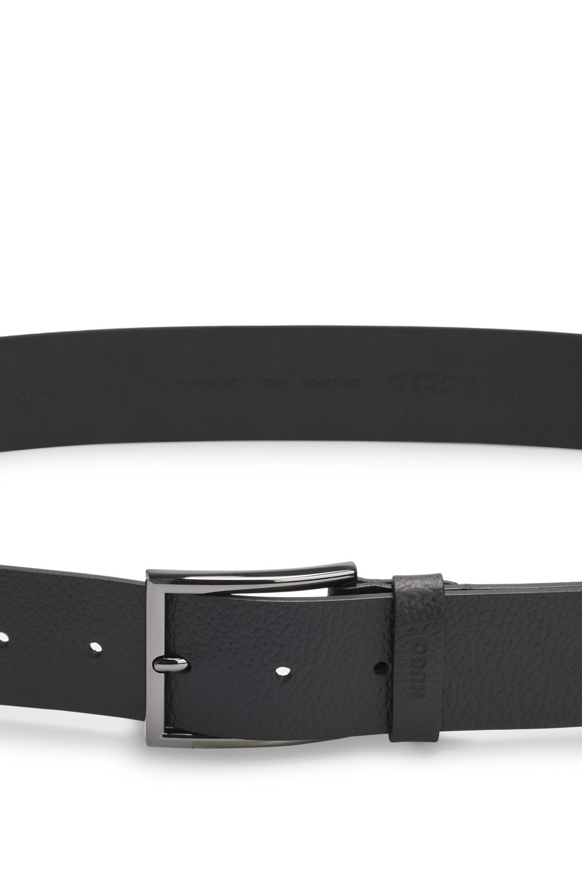 GRAINED-LEATHER BELT WITH BRANDED KEEPER - 4