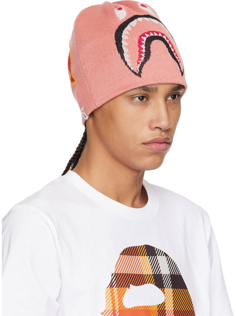 A BATHING APE® Pink 2nd Shark Knit Beanie outlook