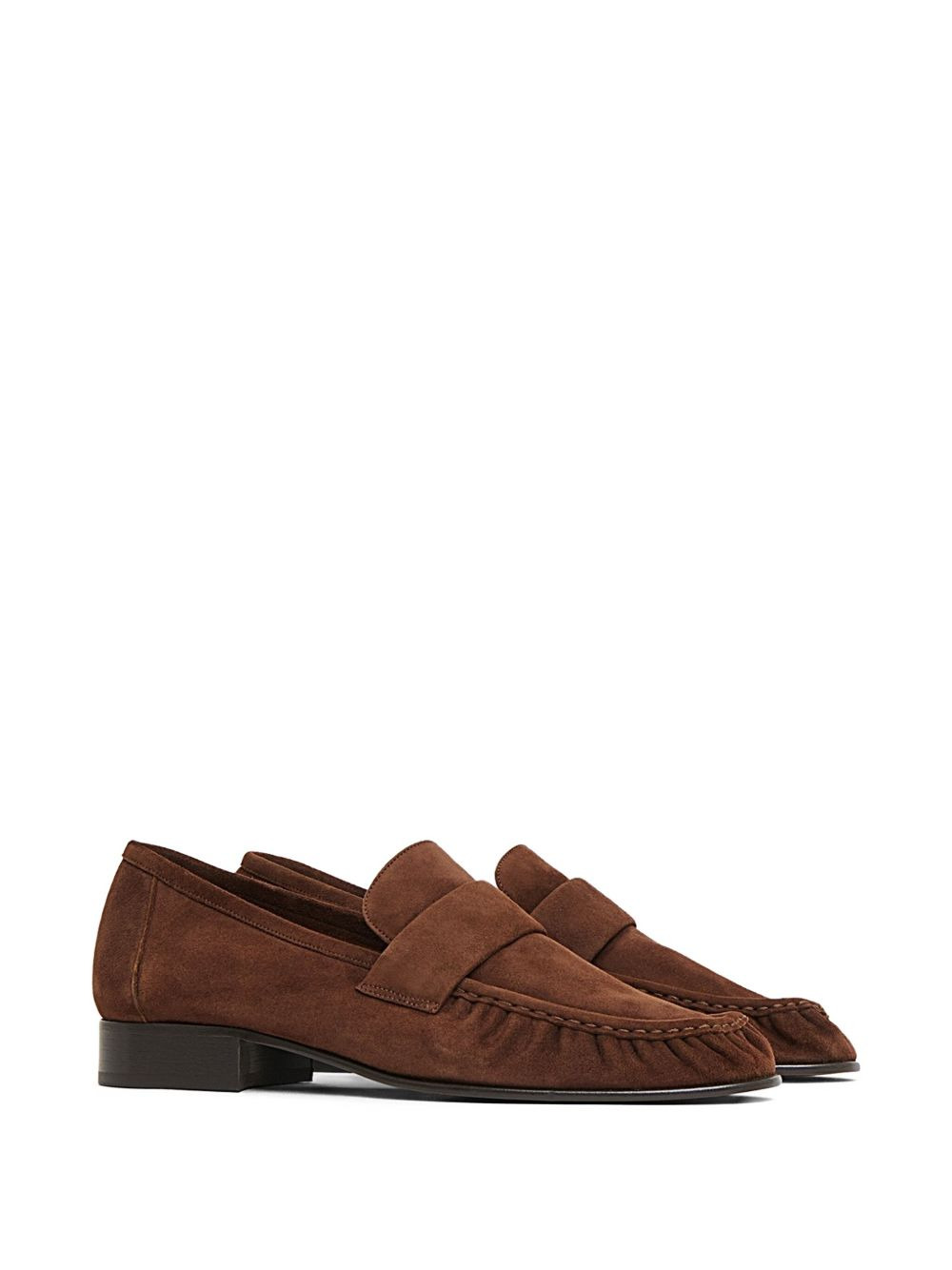ruched suede loafers - 2