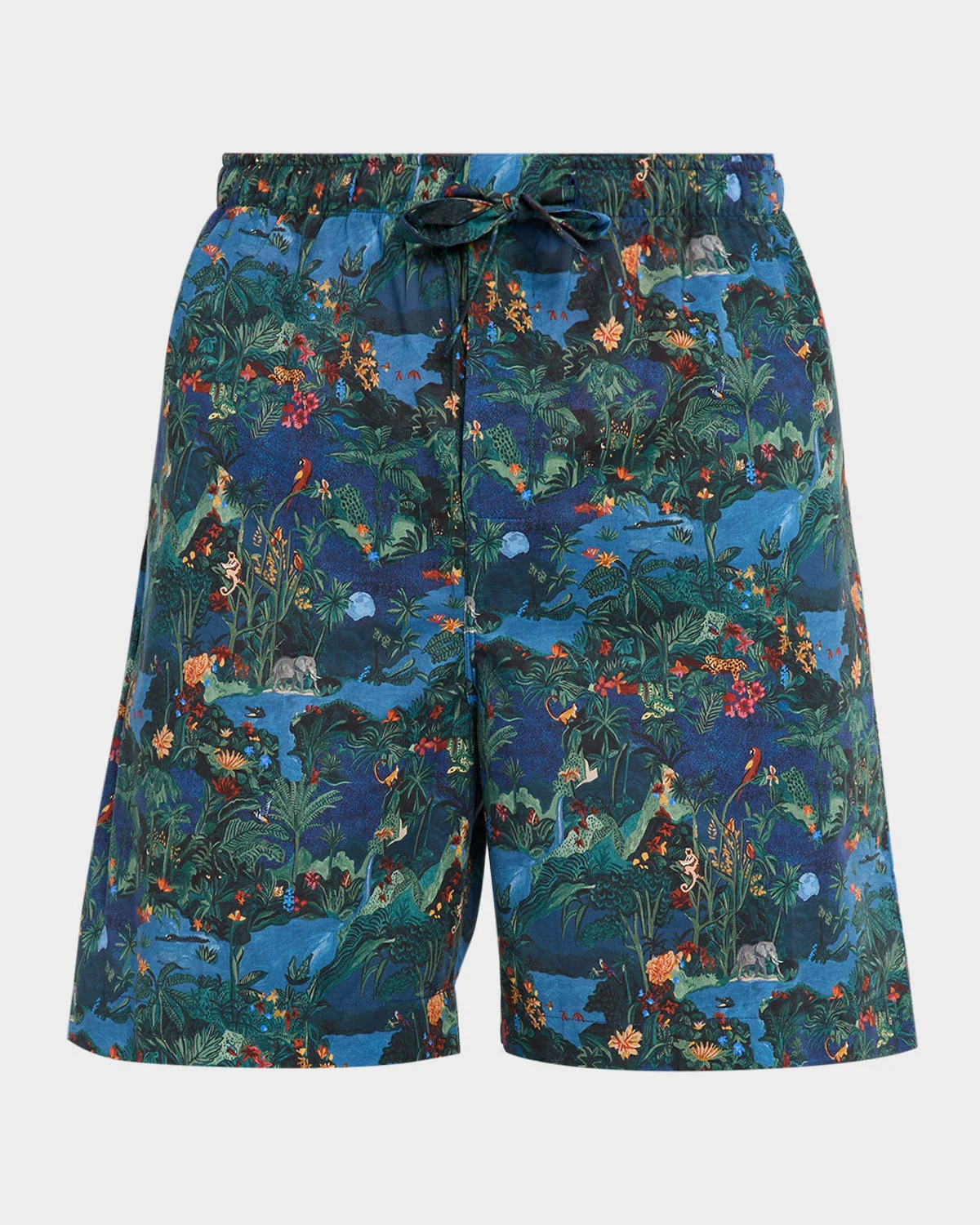 Men's Cotton Batiste Jungle Print Lounge Shorts - 1