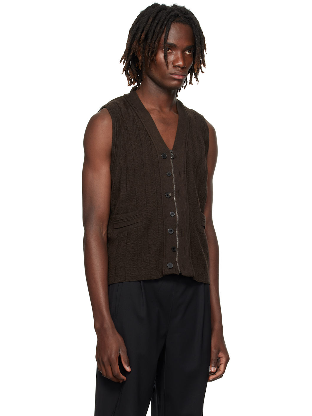Brown Fitz Knit Vest - 2