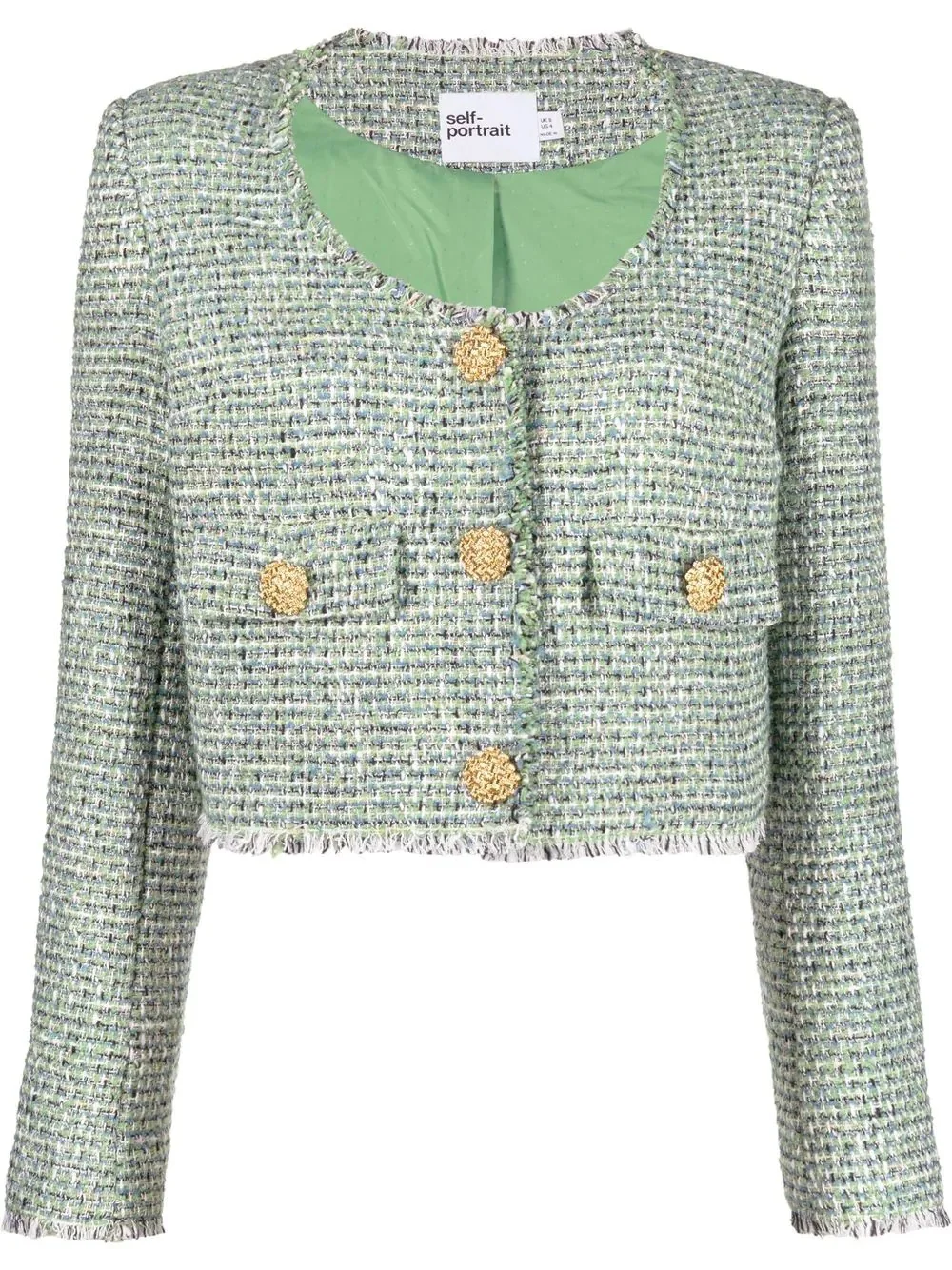 tweed scoop-neck jacket - 1