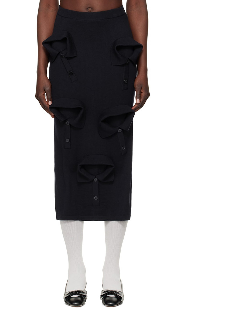 Navy Multi Collars Knitted Midi Skirt 1