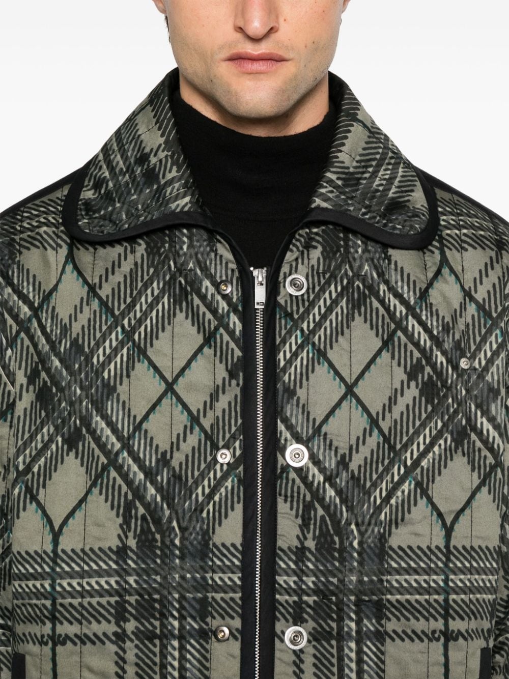 plaid-check quilted jacket - 5