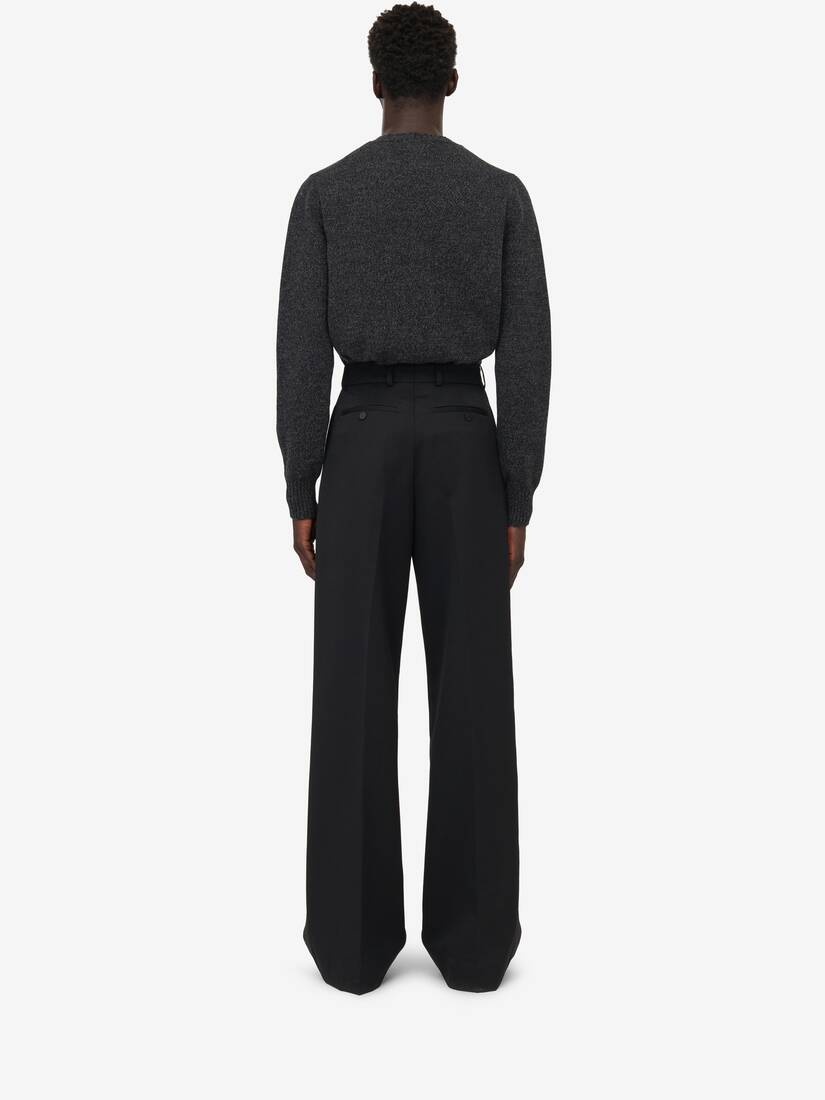 Men's Pleated Baggy Trousers in Black - 4