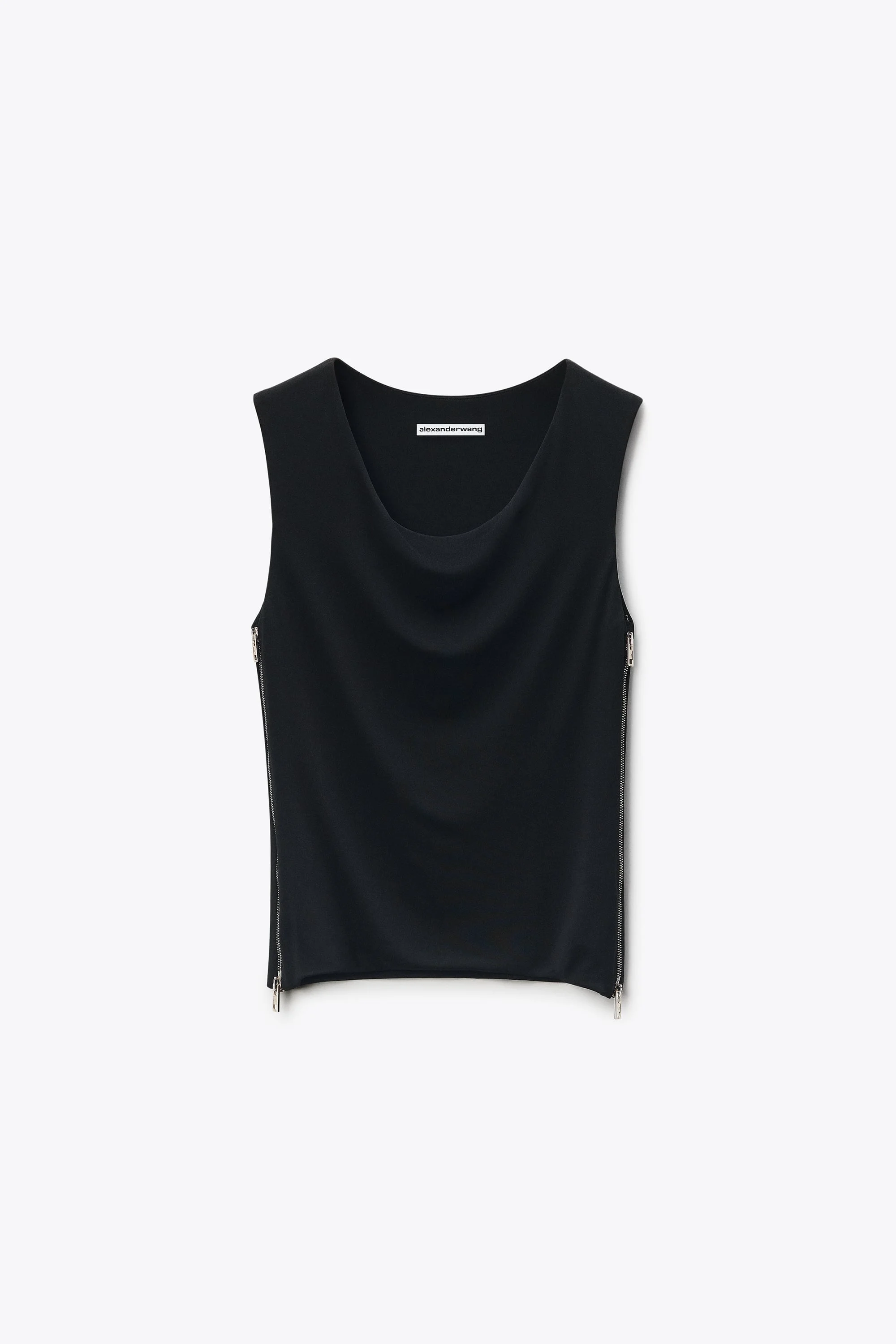 ZIPPER DETAIL COWL NECK TANK - 1