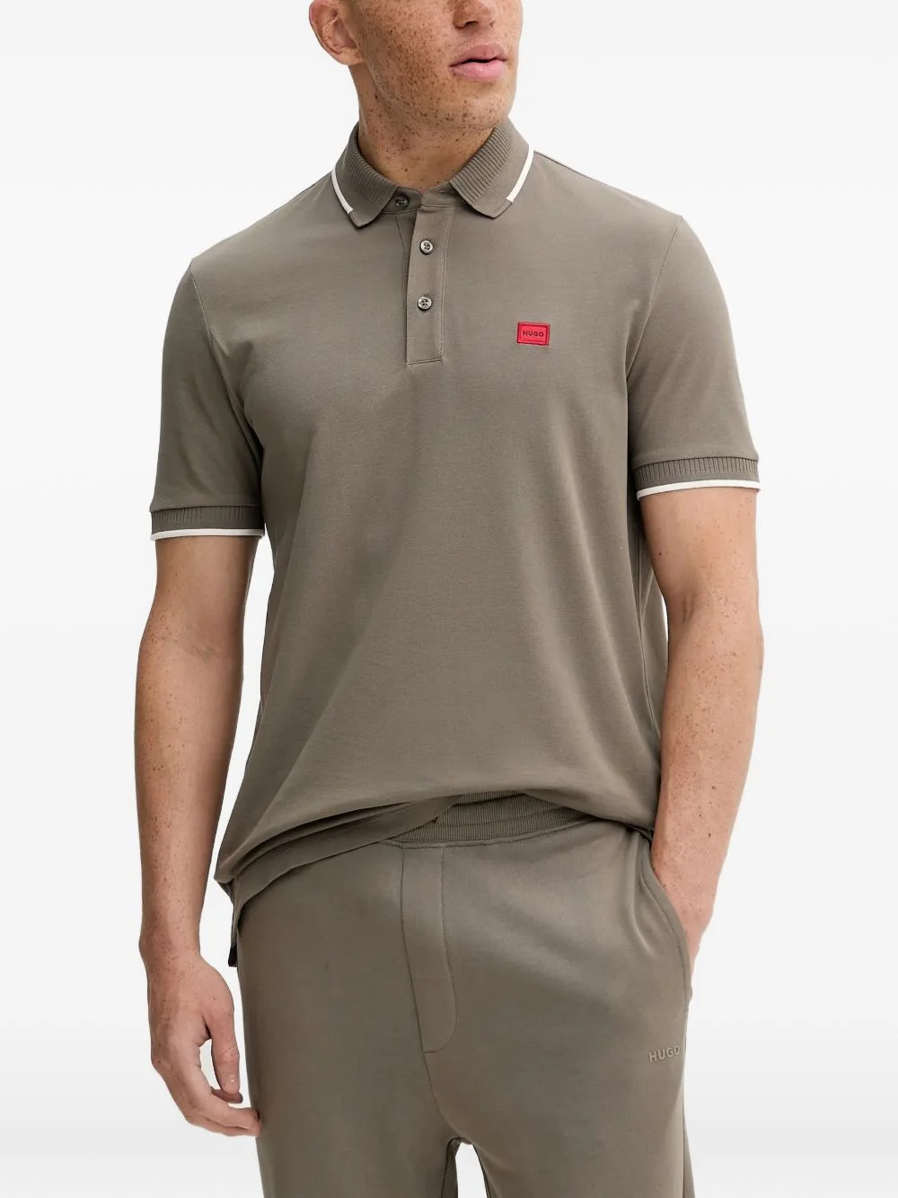 logo-patch collared polo shirt - 1