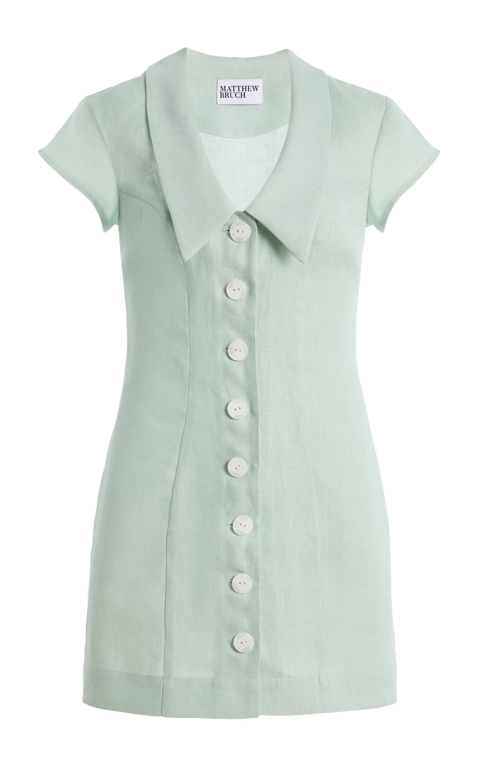 Collared Linen Mini Dress green - 1