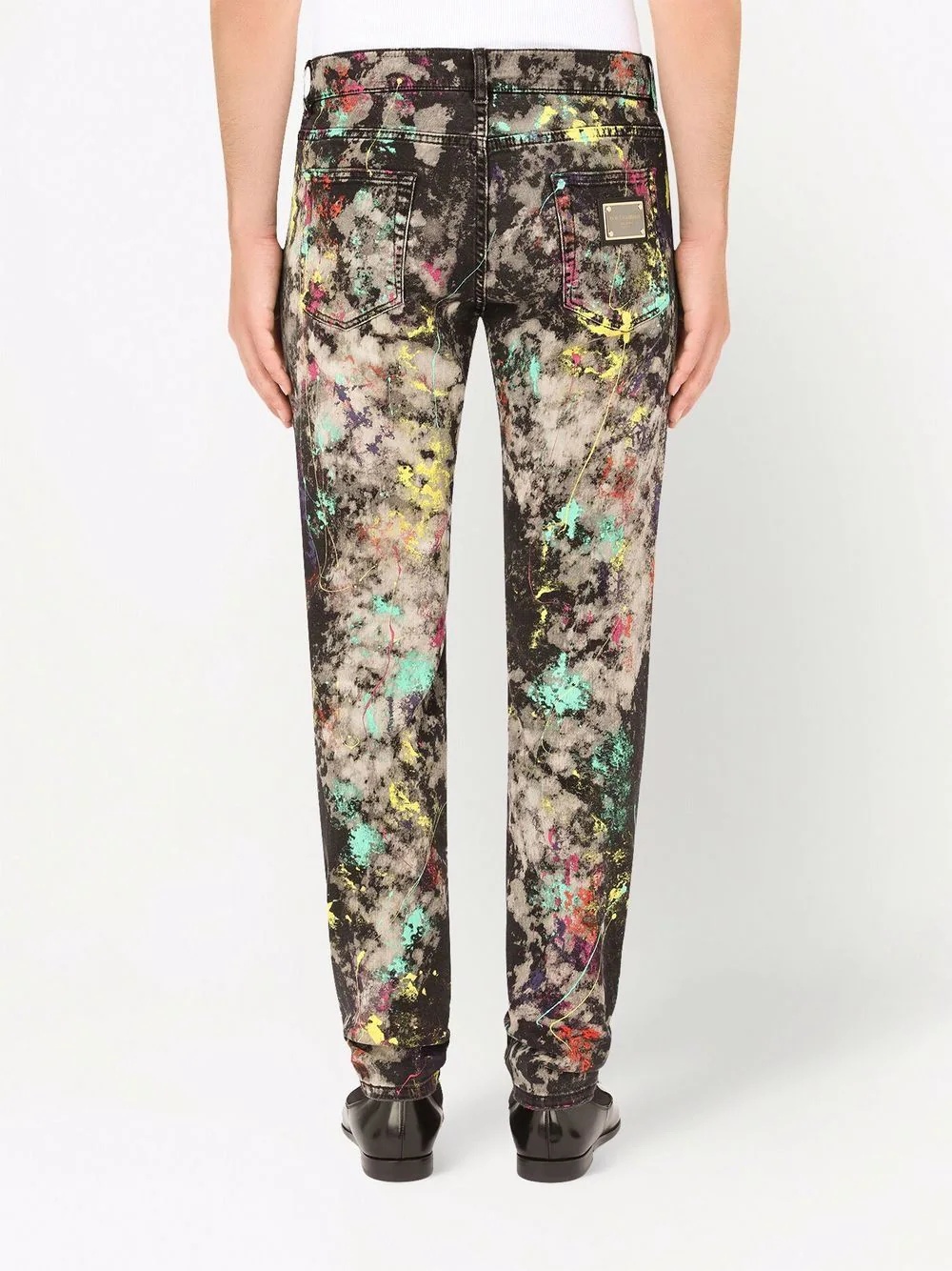 paint-print slim fit jeans - 4