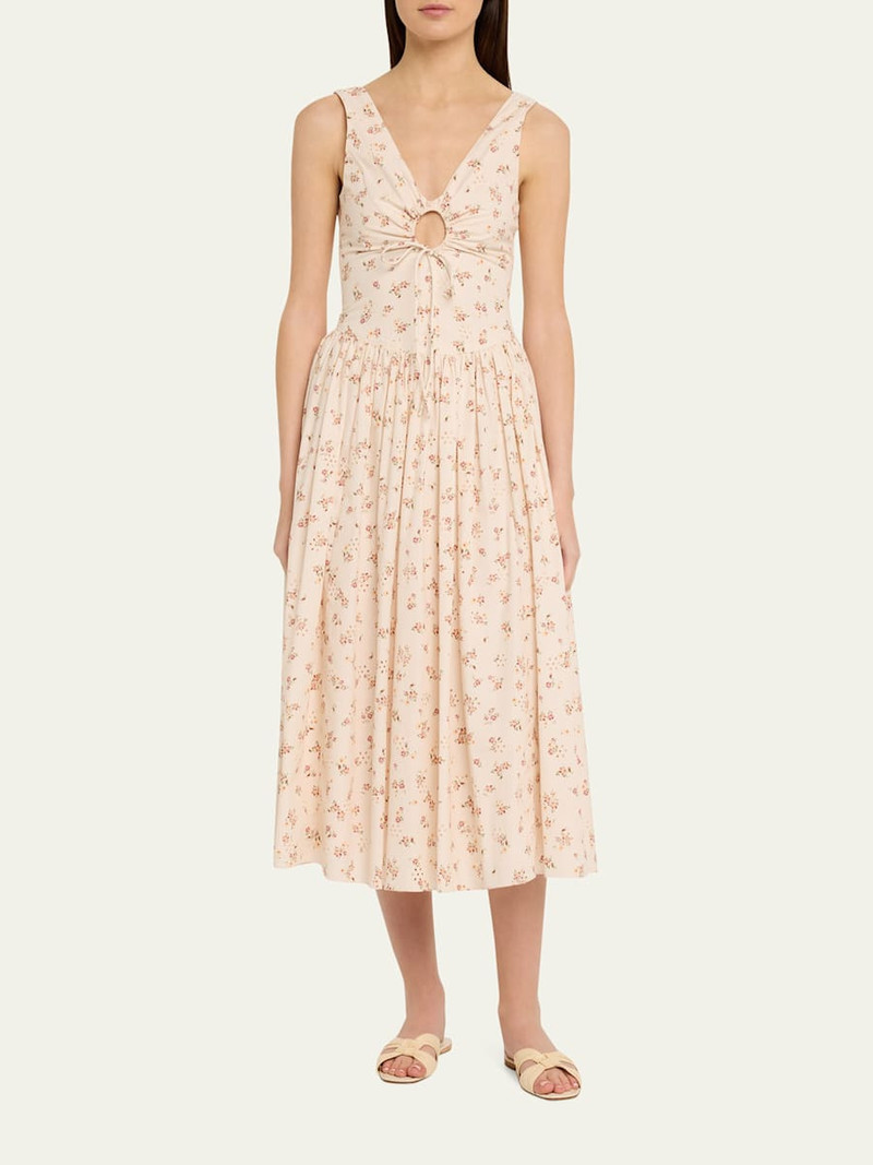markarian Penelope Sleeveless Floral Cotton Keyhole Midi Dress outlook