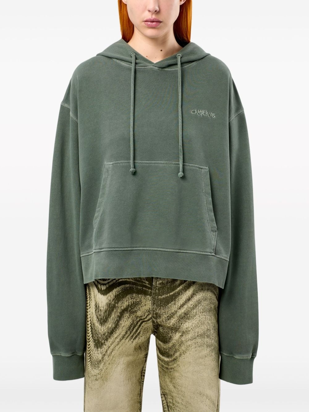 logo-embroidered cotton hoodie - 4