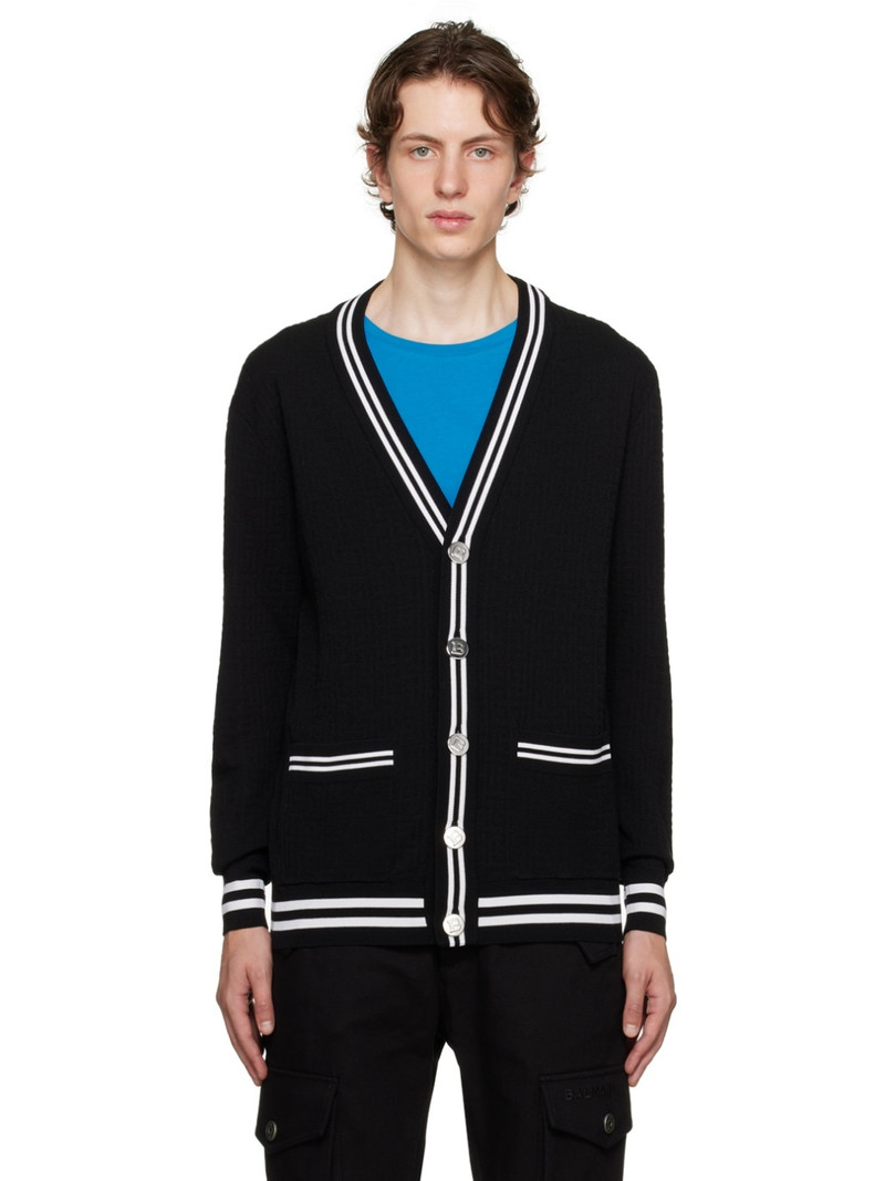 Black Monogrammed Cardigan - 1