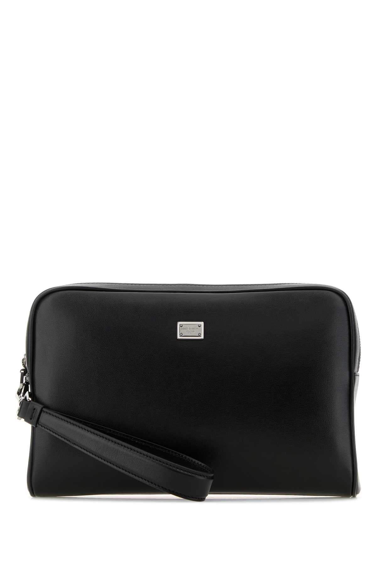 Dolce & Gabbana Men Black Leather Pouch - 1