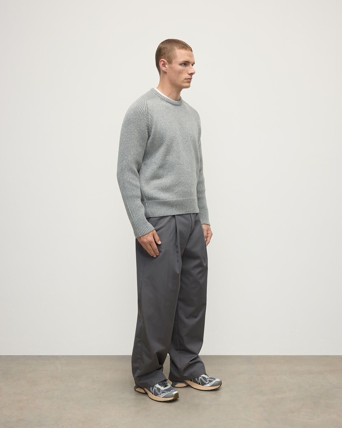 Ribbed Grey Cashmere Jumper - 3