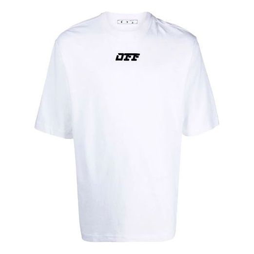 Men's Off-White FW21 Logo Round Neck Short Sleeve Loose Fit White T-Shirt OMAA119F21JER0040110 - 1