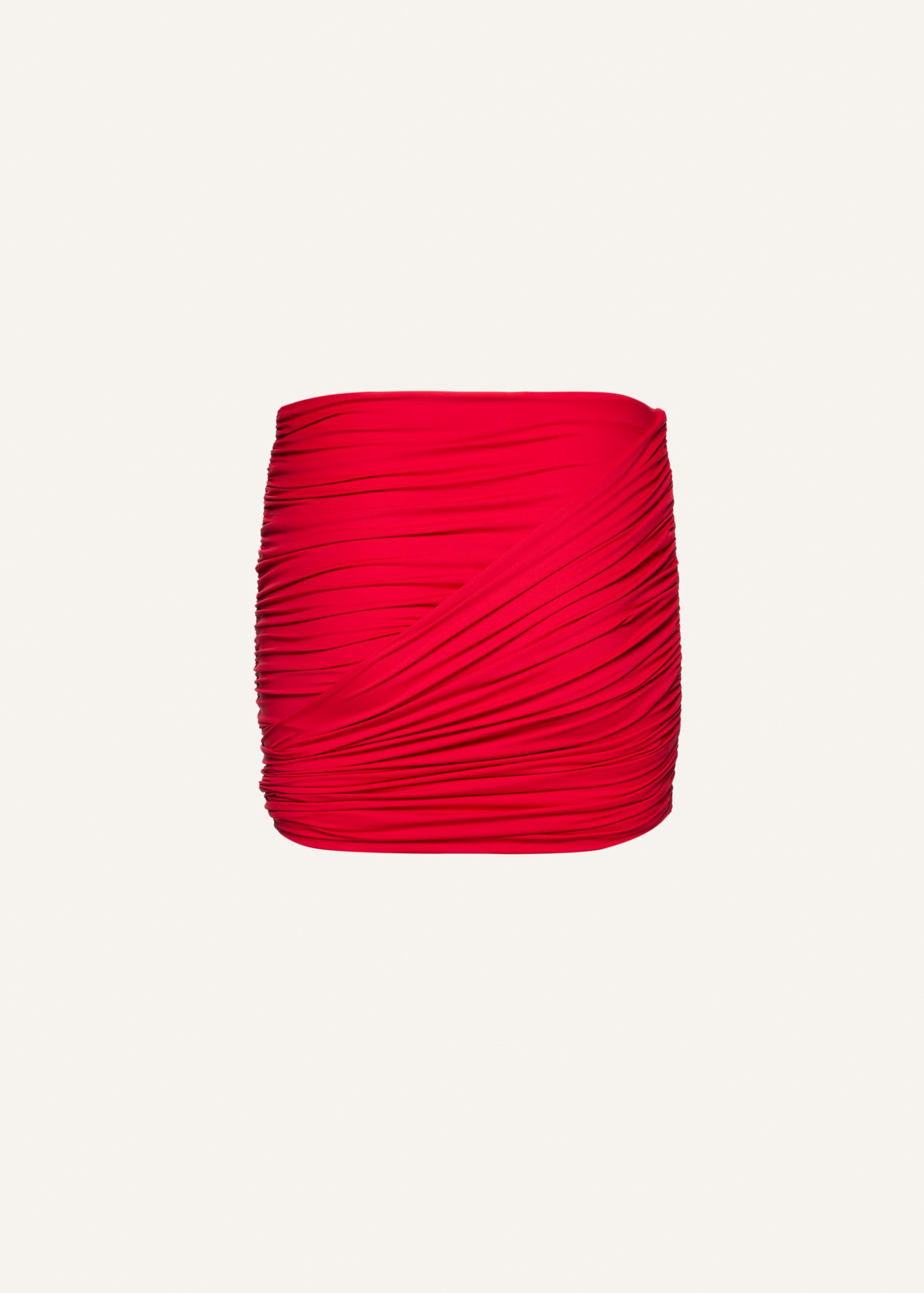 Draped mini swim skirt in red - 2