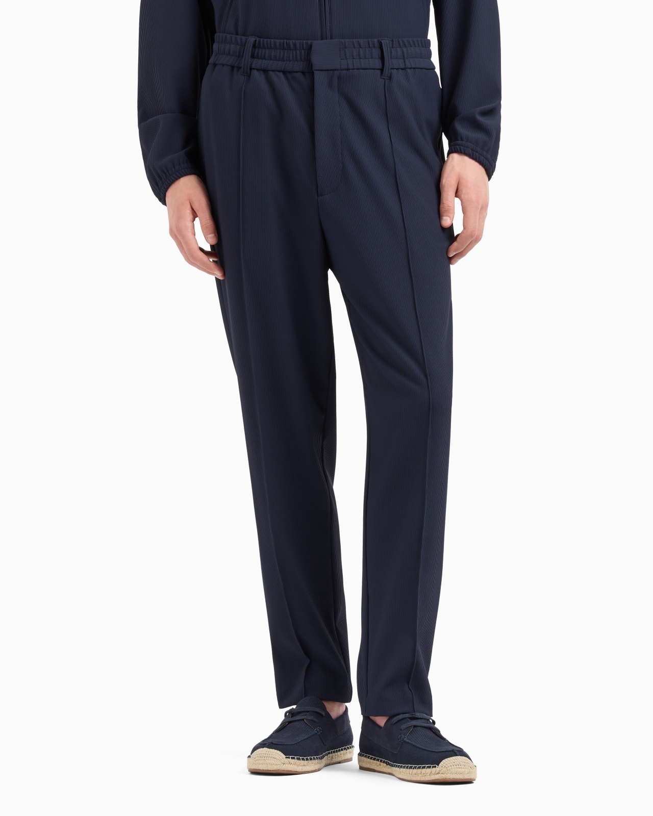 CANNETÉ-EFFECT STRETCH NYLON TROUSERS WITH RIBS - 4