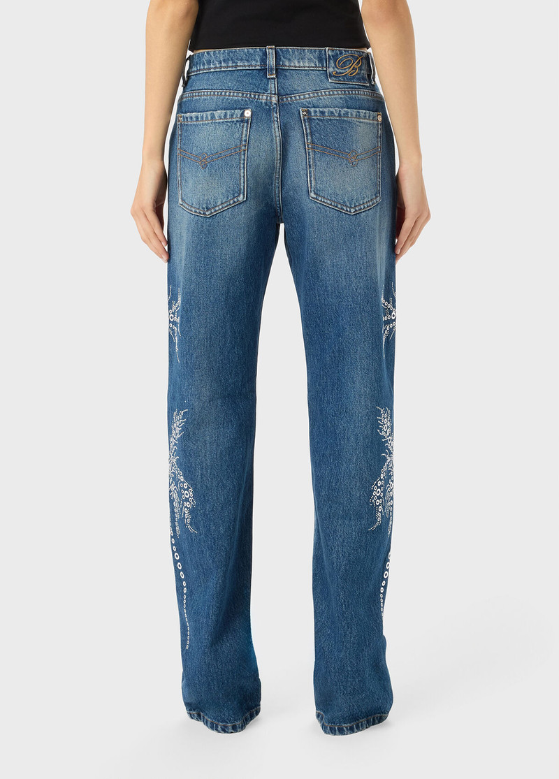 JEANS WITH EYELETS AND STUD EMBROIDERY 3
