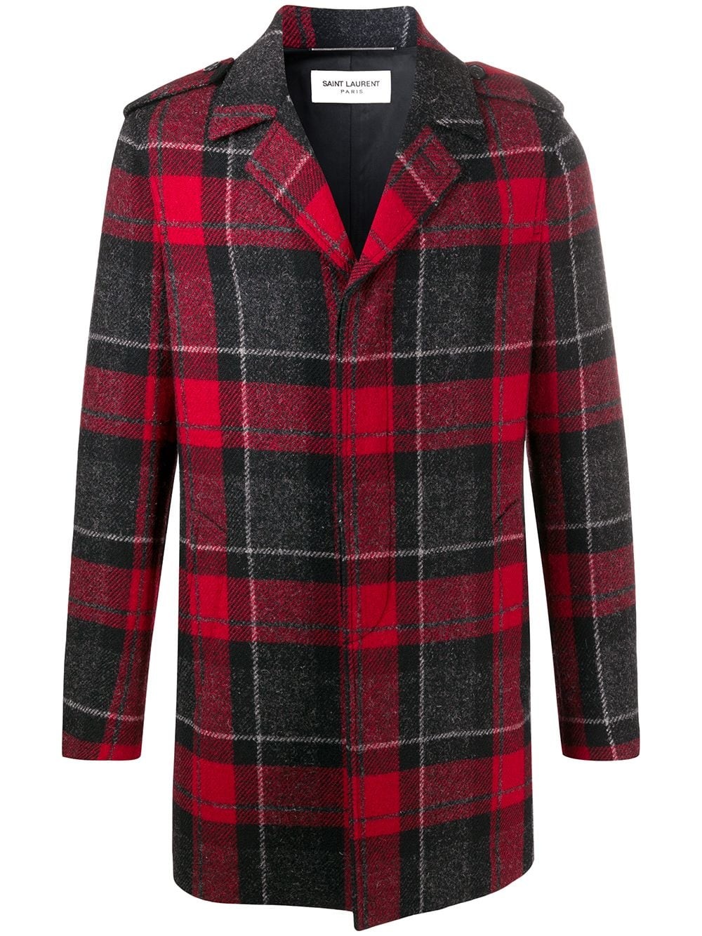 tartan single-breasted wool coat - 1