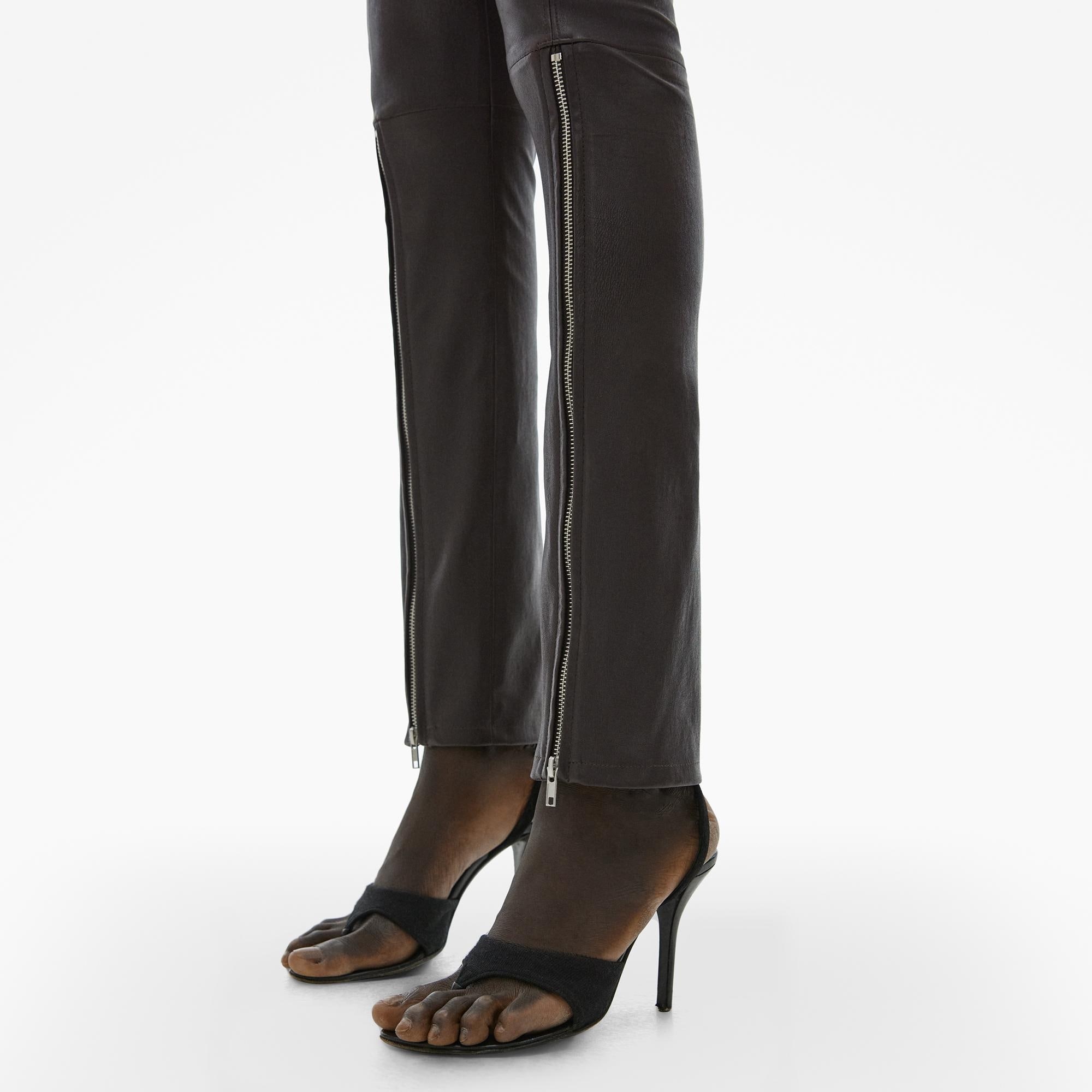 LEATHER ZIP SKINNY PANT - 6