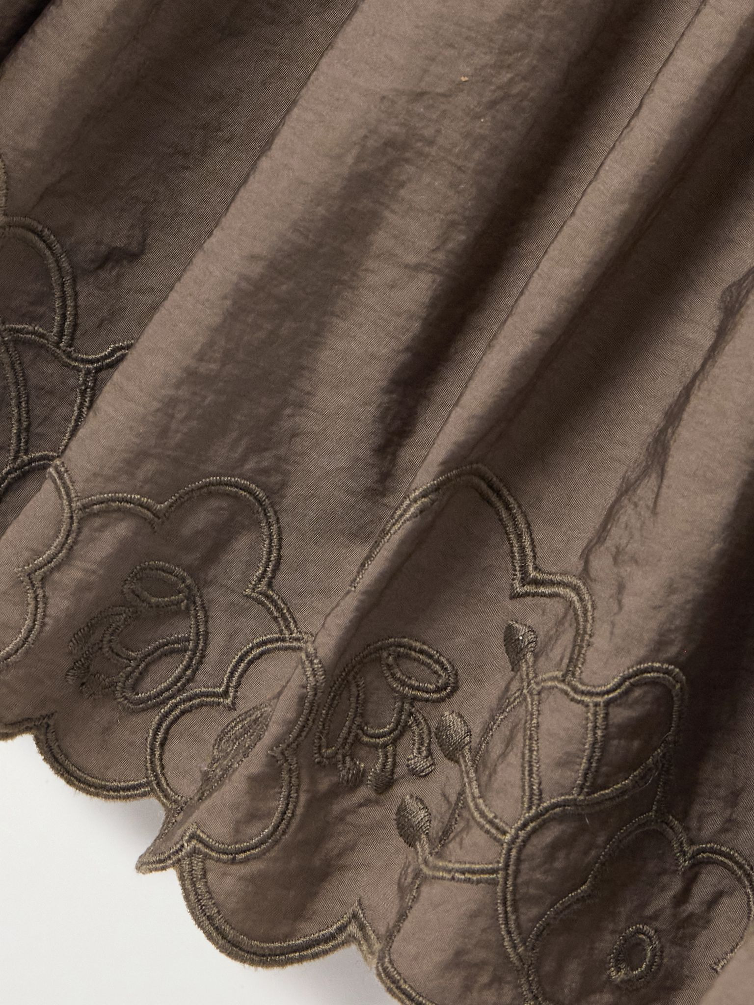 Embroidered cashmere and wool-blend and shell peplum sweater Brown - 5