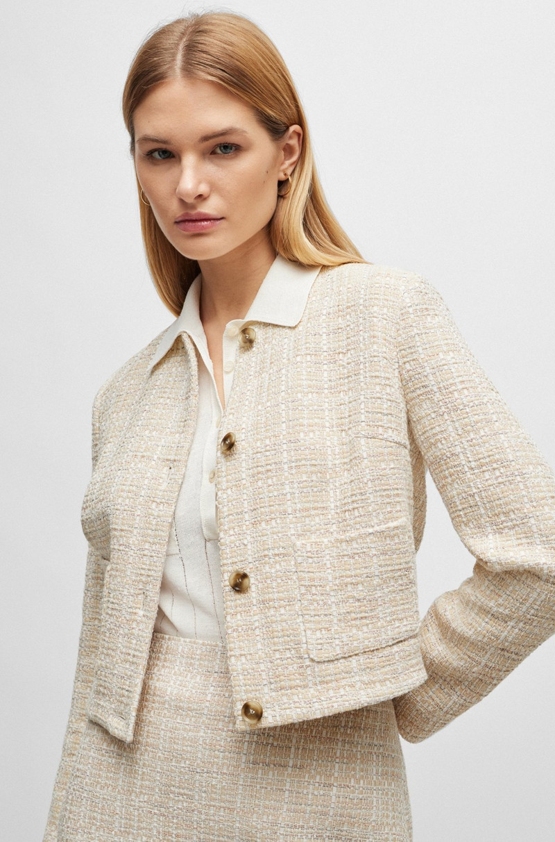 COLLARLESS REGULAR-FIT JACKET IN MELANGE TWEED 6