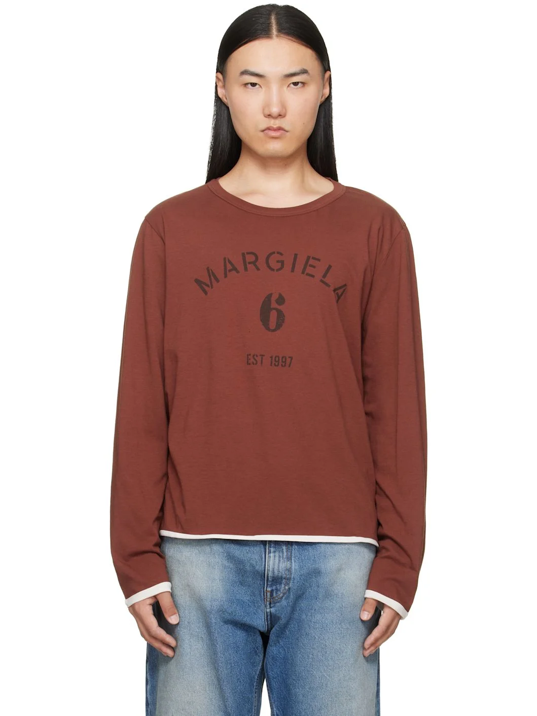 Brown Long-Sleeved Reversible T-shirt - 1