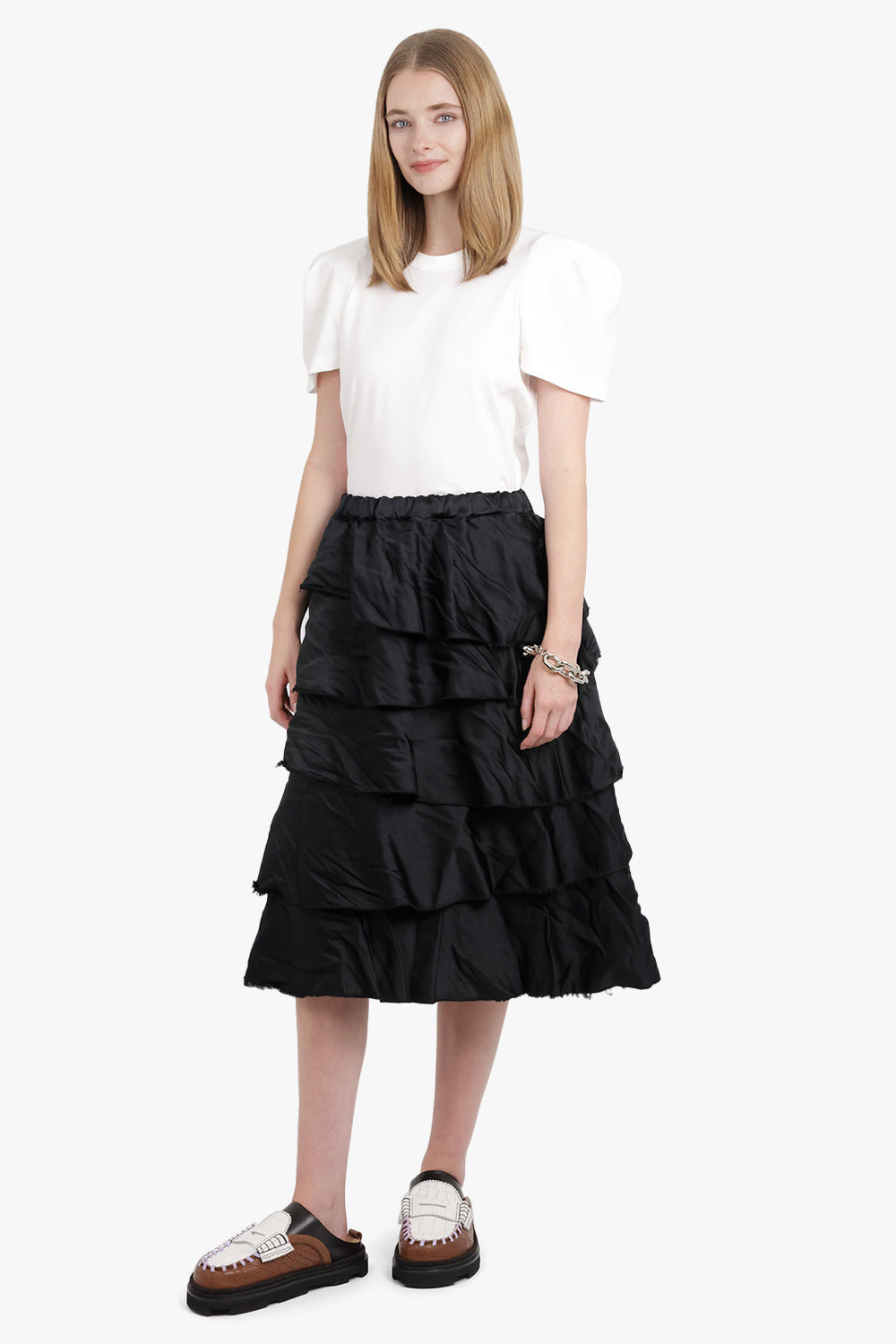 RUCHED PUFF SHOULDER S/S TOP | WHITE - 2
