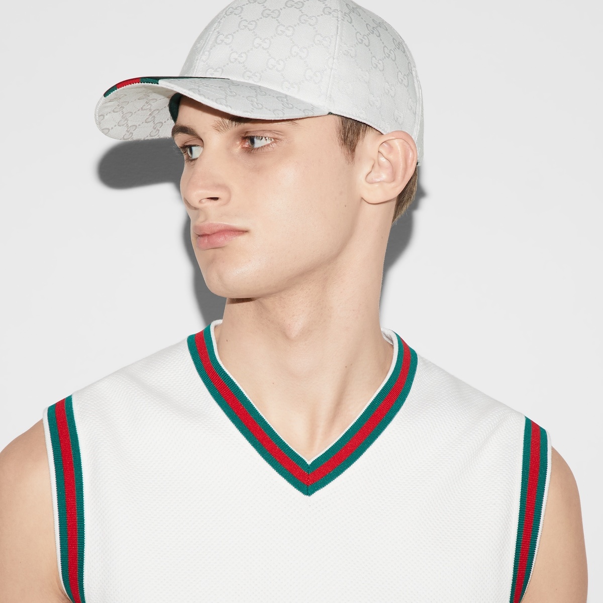 Cotton knit vest with Web - 5