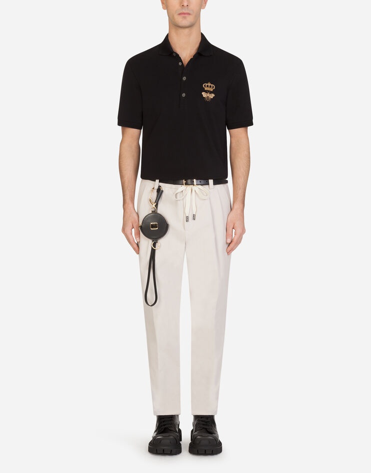 Cotton piqué polo-shirt with lurex embroidery - 5