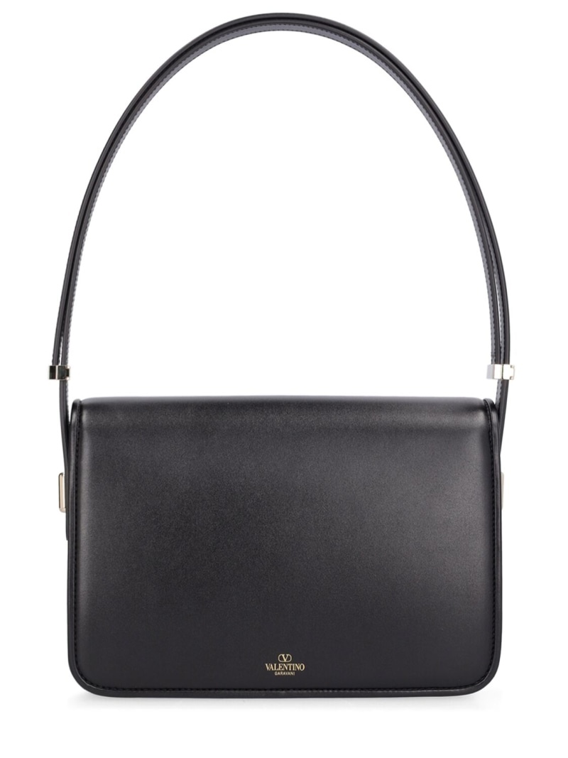 V logo leather shoulder bag - 6