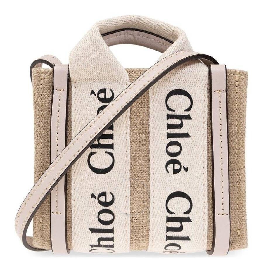 Chloe Nano Woody Linen Canvas Tote - 1
