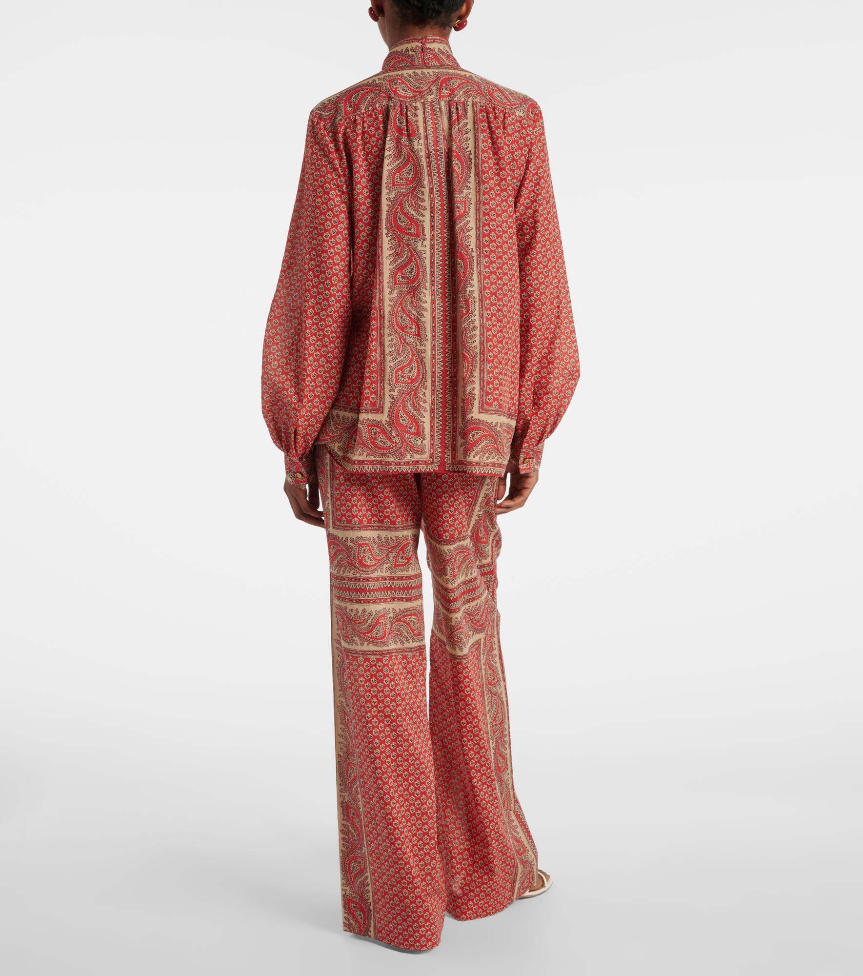 Printed tie-neck cotton blouse - 3