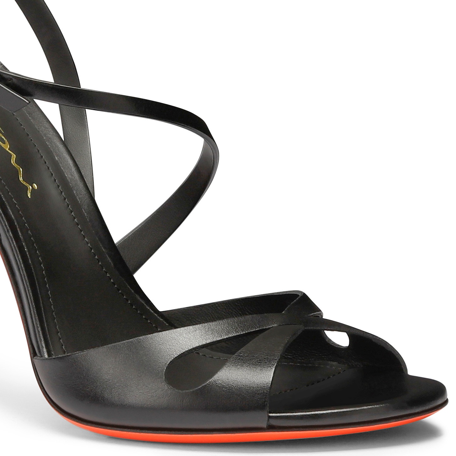 Women's black leather high-heel Mona sandal - 5
