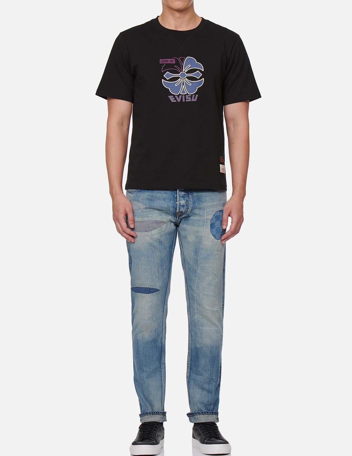 REVERSE DENIM PATCH CARROT FIT JEANS #2017 - 5
