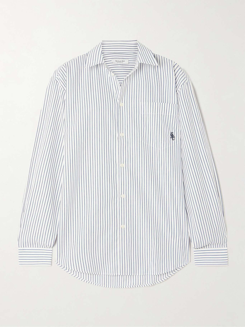 SRC embroidered striped cotton-poplin shirt White 1