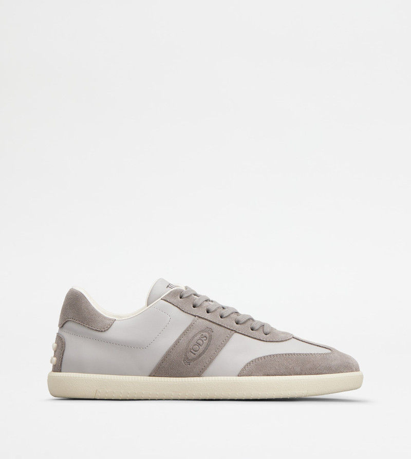 TOD'S TABS SNEAKERS IN SMOOTH LEATHER AND SUEDE - GREY 1