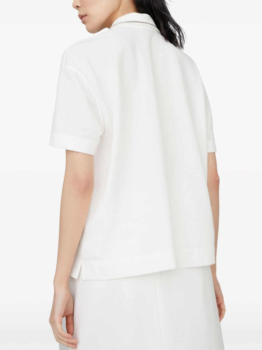 Brunello Cucinelli Women Piquet Polo Shirt With Monili - 3