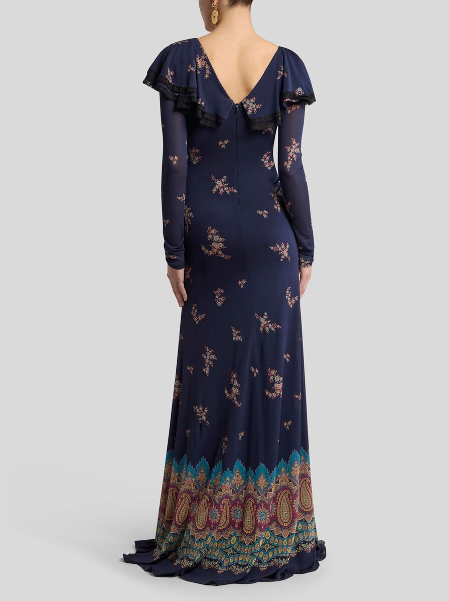 LONG DRESS WITH PLACED PRINT - 4